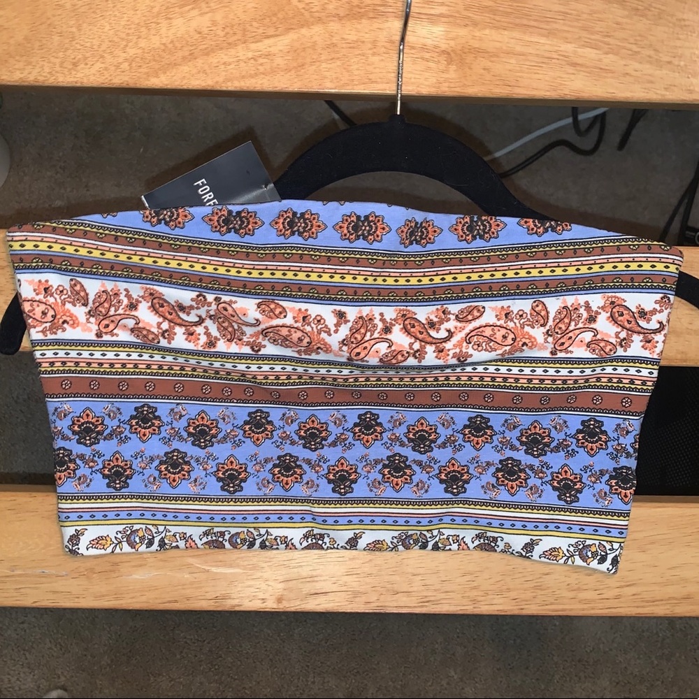 NWT Blue & Orange Paisley Pattern Tube Crop Top